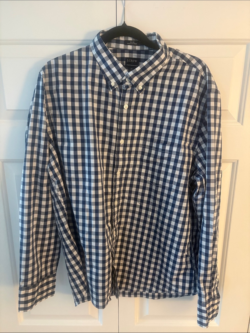 J. Crew Blue and White Checked Button-Down Shirt